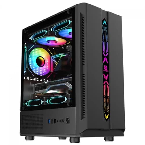 GABINETE GAMER HAYOM GB1726 MID TOWER, VIDRO TEMPERADO, M-ATX, SEM FONTE, SEM FANS, PRETO