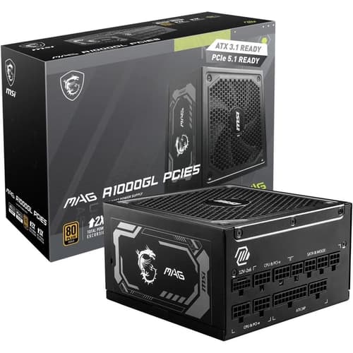 FONTE 1000W MSI MAG A1000G PCIE5, 1000W, 80 PLUS GOLD, CYBENETICS GOLD, PFC ATIVO, FULL MODULAR, PRETO, MAG A1000G PCIE5